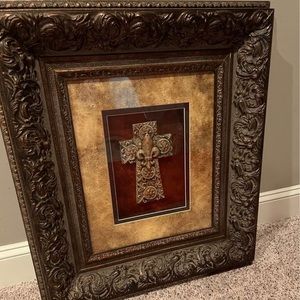Jeweled Cross Framed Art, brand new never used, heavy piece of art